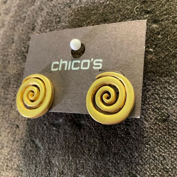 0109-Chico's Gold Spiral Earrings - Picture 2 of 3